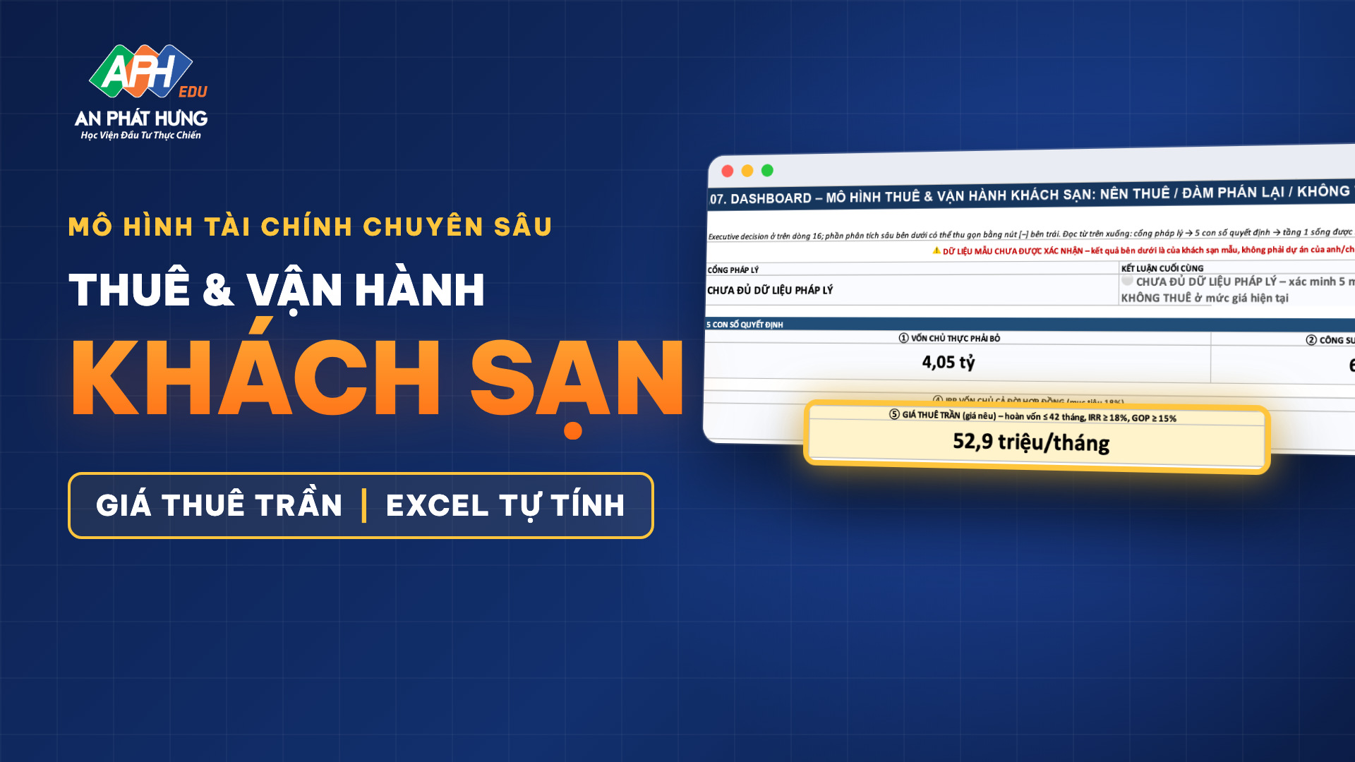 Mô hình thuê & vận hành khách sạn – công cụ Excel